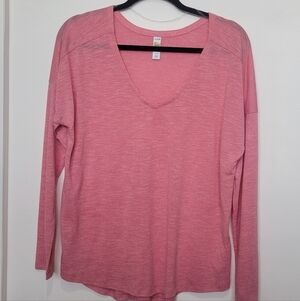 LOLE WOMENS LONG SLEEVE V NECK PINK TOP
